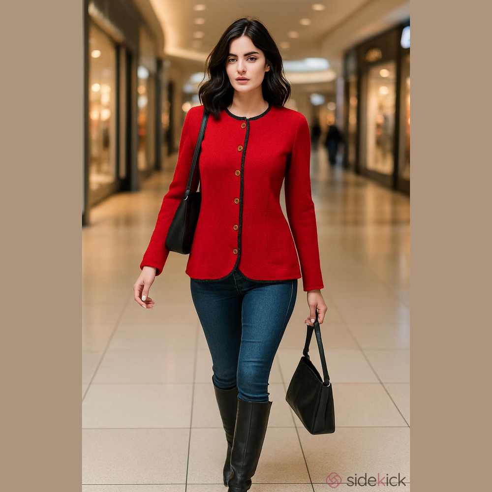 Leslie Fay Vintage Red Knit Buttoned Cardigan Large
